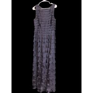 Adrianna Papell Occasions Metallic Tiered Ruffle Maxi Dress Size 12